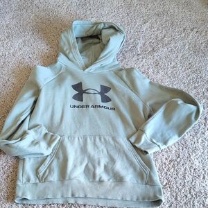 Under Armour Light Sage Green Pullover Hoodie with Logo Boys Large